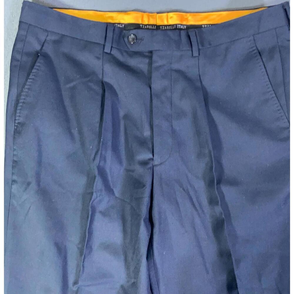 Tzarelli Designed Italy Men’s 100% Wool Dress Pants Size 36R 36x29 Navy Blue - Picture 2 of 9